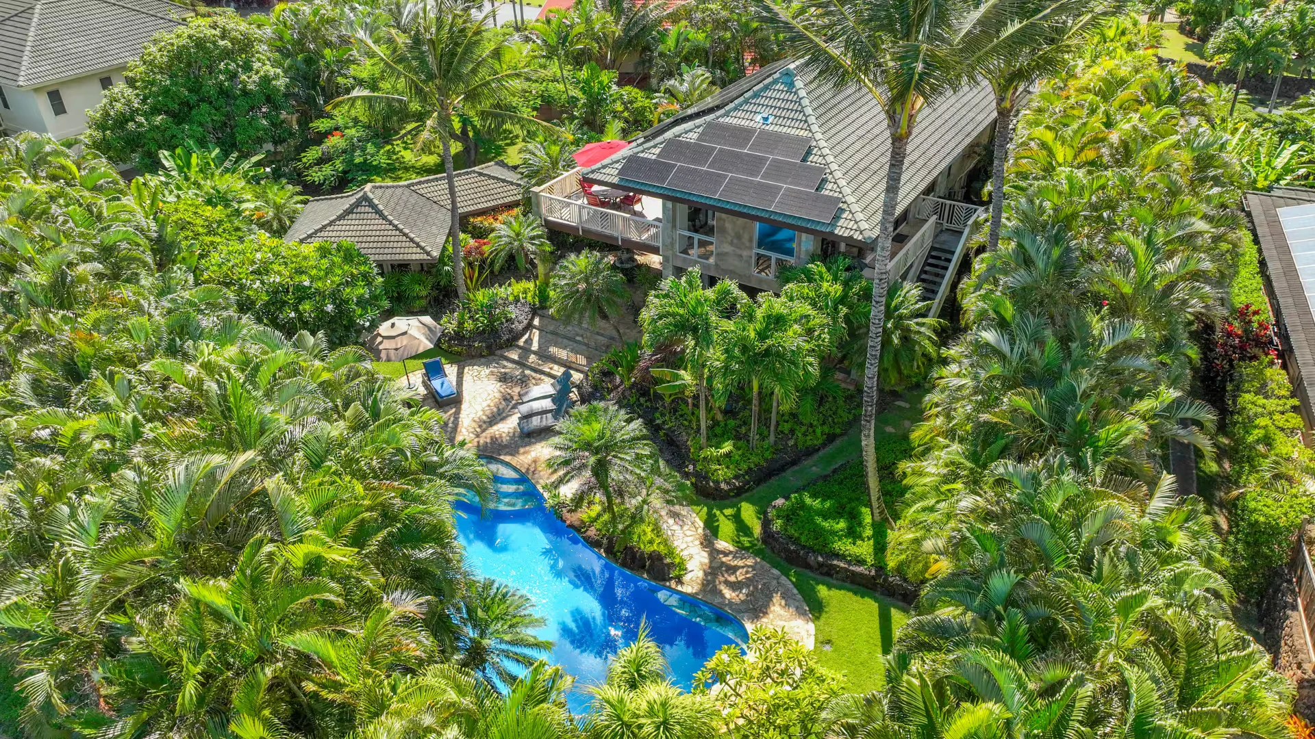 Aerial view of the Kauai villa